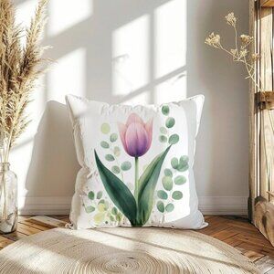 Modern Floral Square Pillow Cover: Soft Cushion for Living Room, Spring Decor
